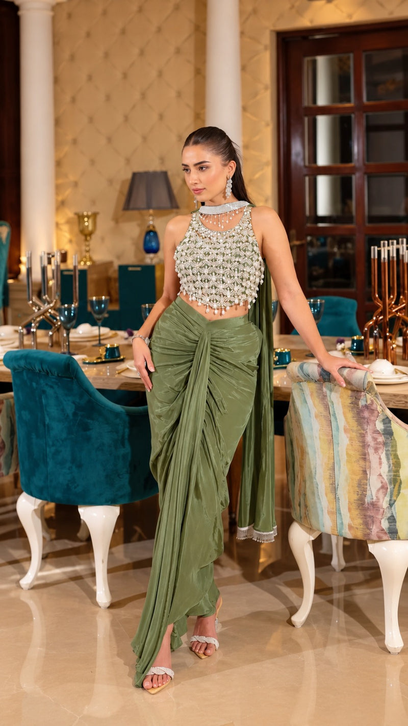 Zayra Noor Embellished Draped Set