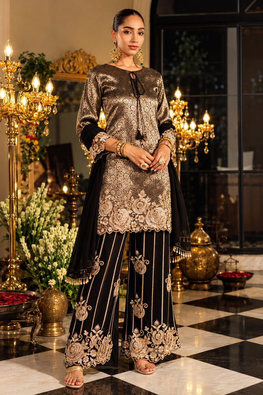 Siyah Shahi Embroidered Palazzo Set