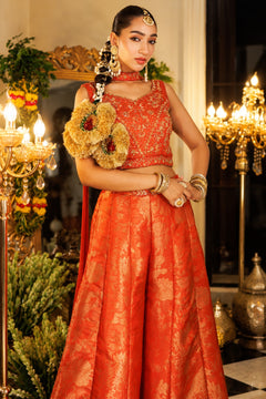 Kesar Riwaayat Embroidered Tissue Palazzo Set