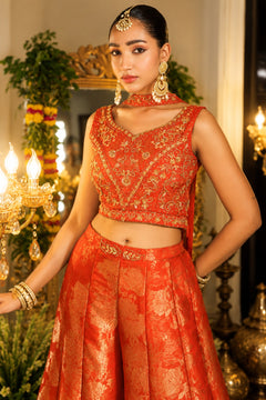 Kesar Riwaayat Embroidered Tissue Palazzo Set