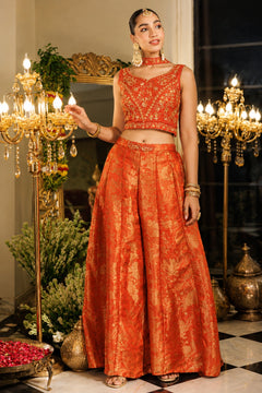 Kesar Riwaayat Embroidered Tissue Palazzo Set