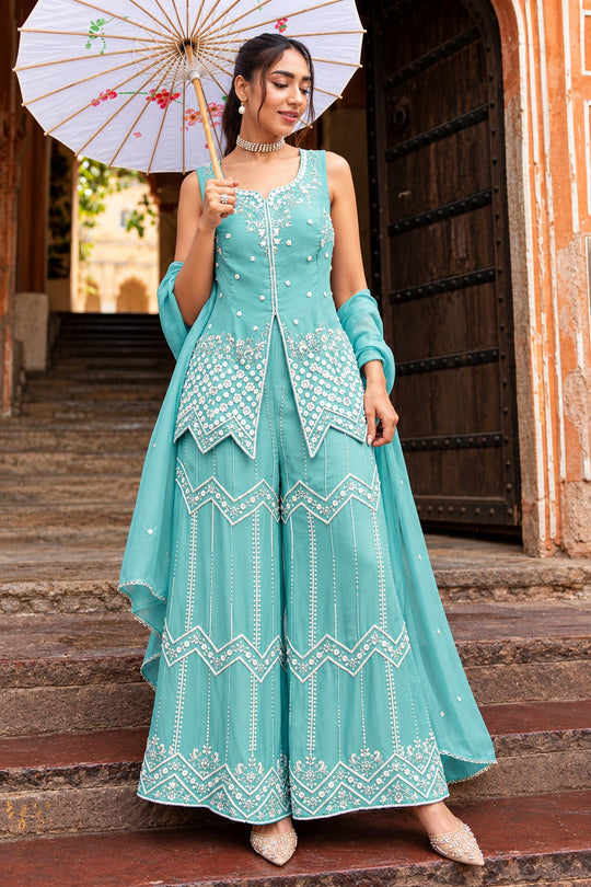 Gulabi Noor Embroidered Sharara Set