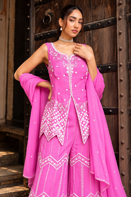 Gulabi Noor Embroidered Sharara Set