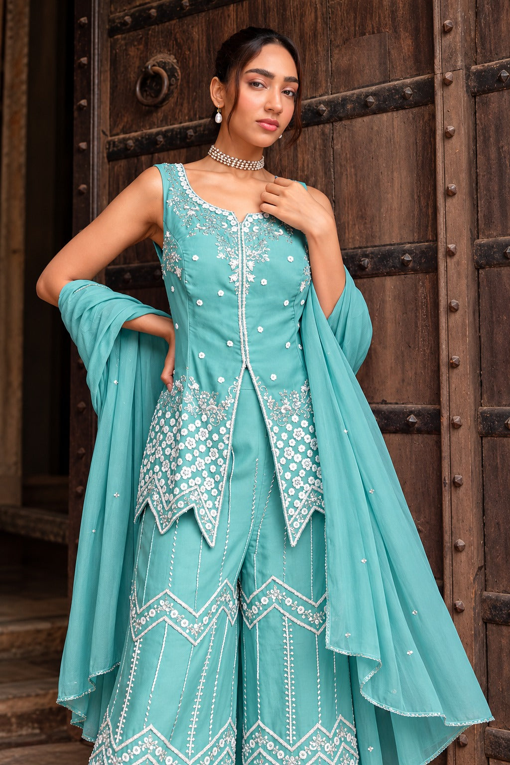 Gulabi Noor Embroidered Sharara Set