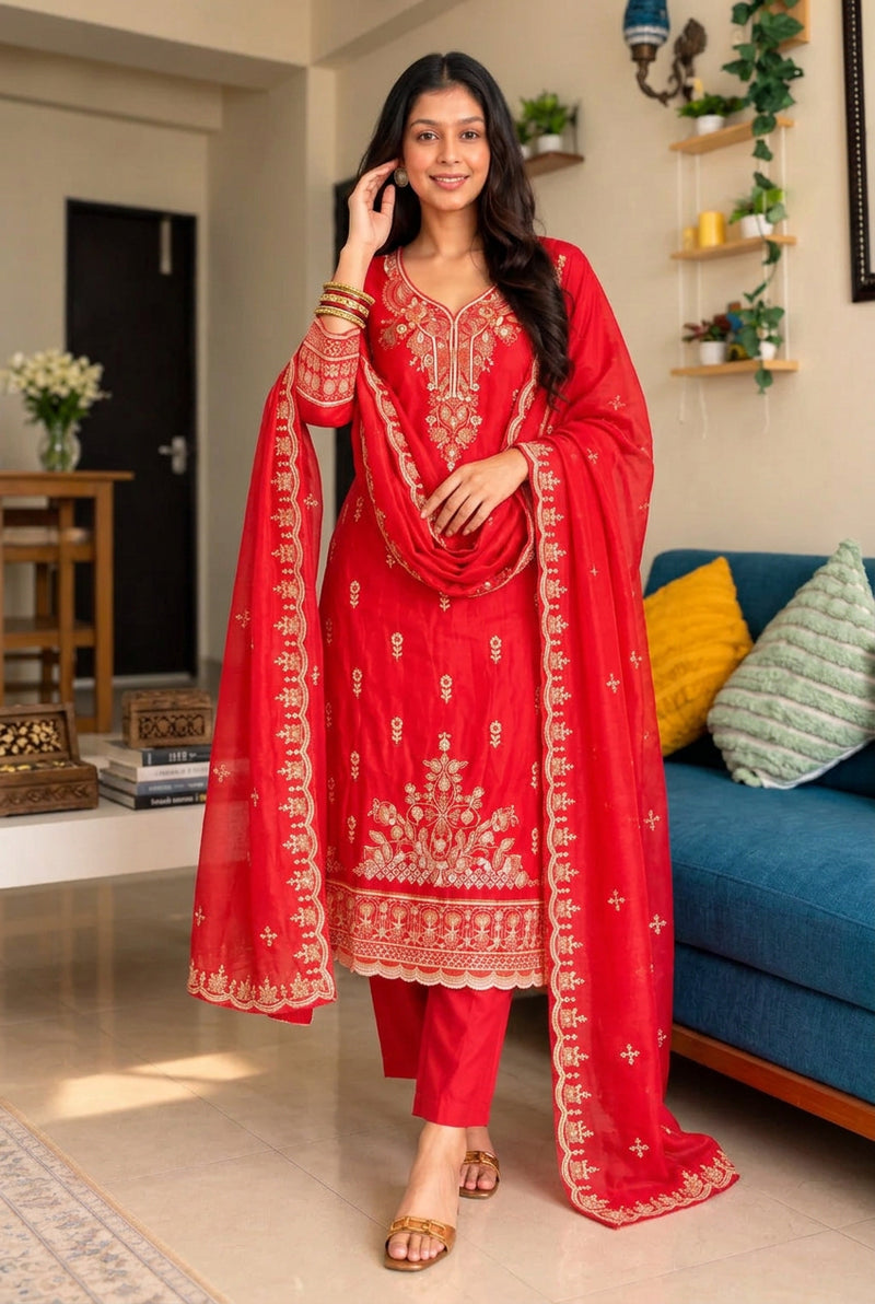 Laal Noor Embroidered Kurta Set