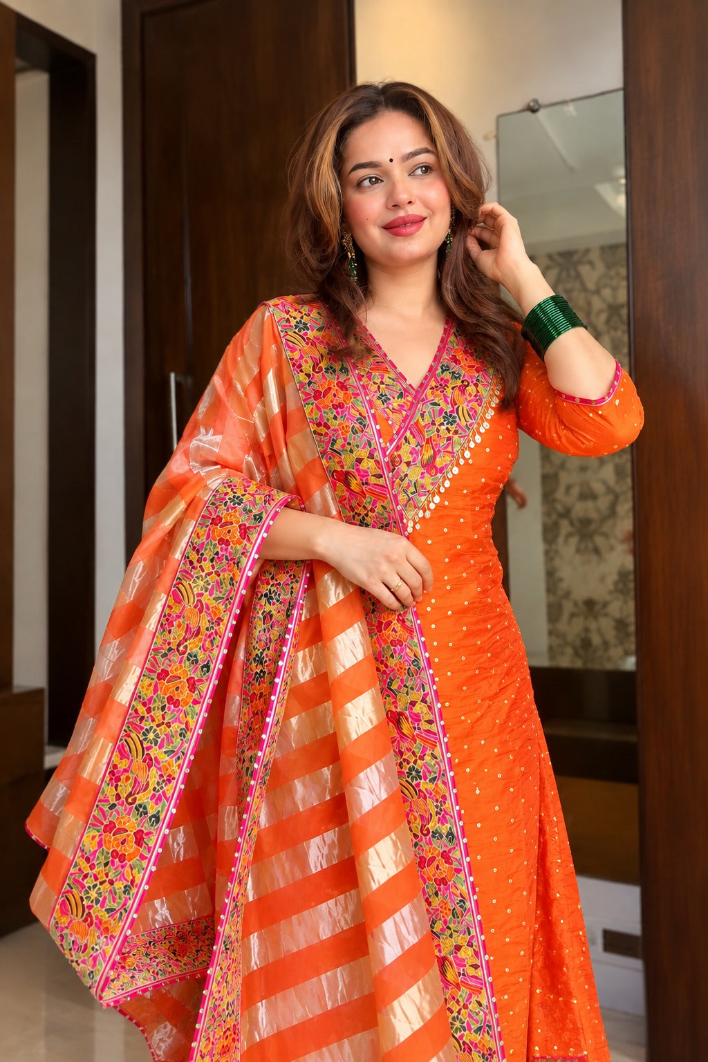 Kesari Gulab Embroidered Kurta Set