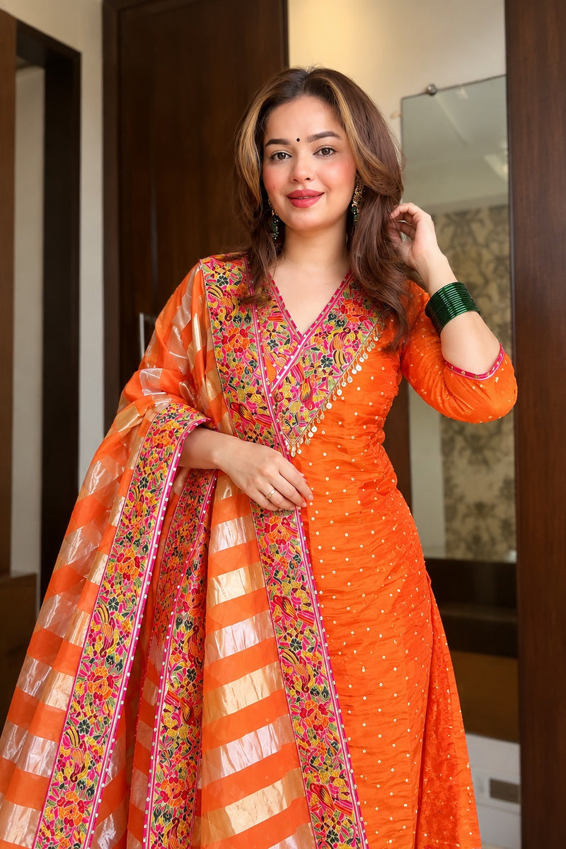 Kesari Gulab Embroidered Kurta Set