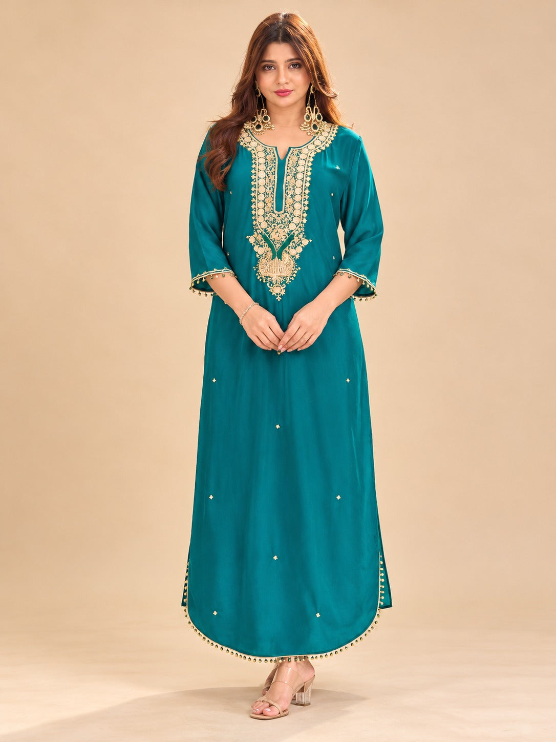 Chartreuse Mehfil Embellished kaftan
