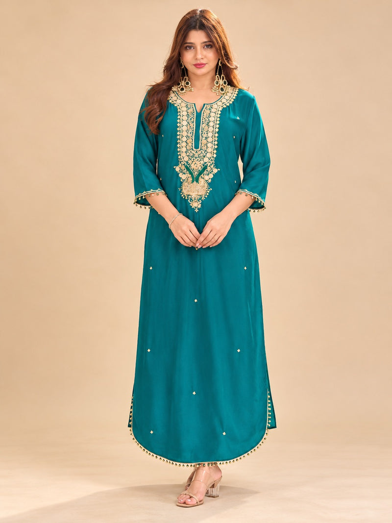 Chartreuse Mehfil Embellished kaftan