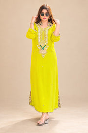 Chartreuse Mehfil Embellished kaftan