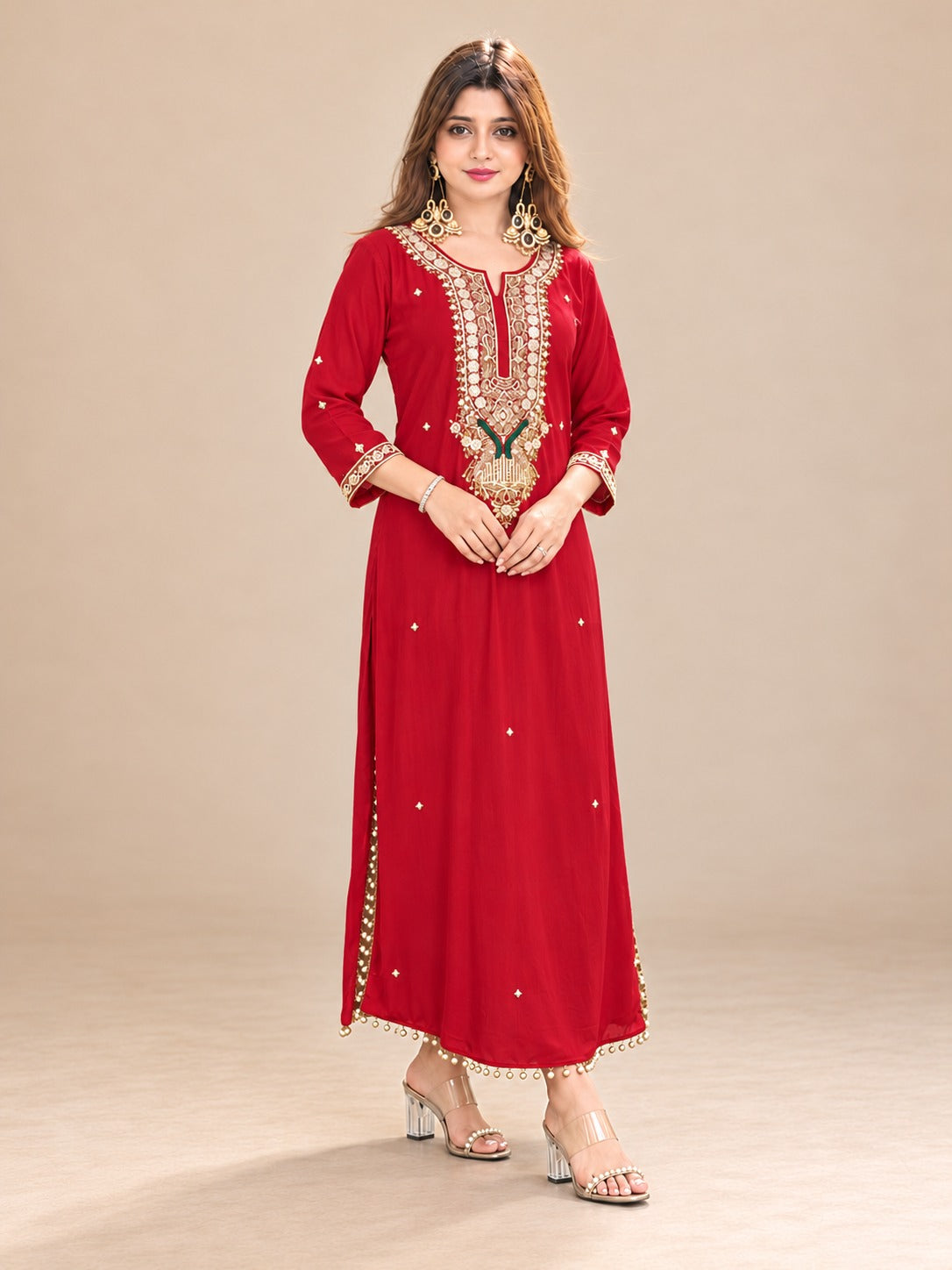 Chartreuse Mehfil Embellished kaftan