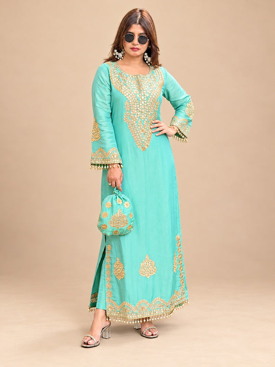 Noor-e-Firoza Embellished Dress with Potli