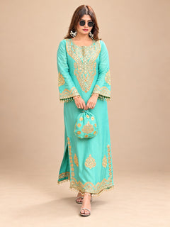 Noor-e-Firoza Embellished Dress with Potli