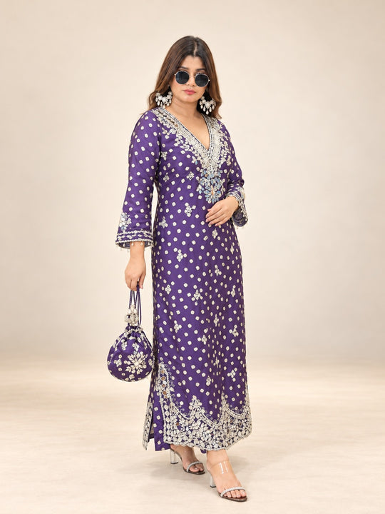 Jamuni Sheesh Mahal Festive Dress with Potli