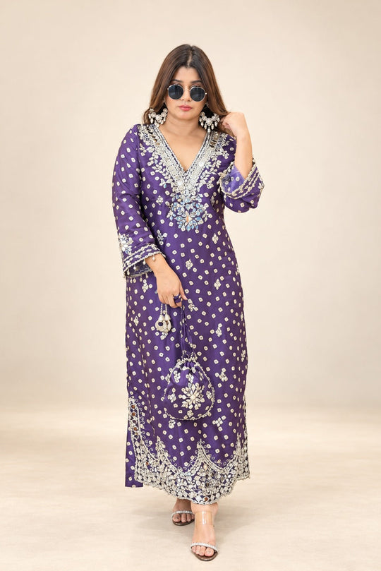 Jamuni Sheesh Mahal Festive Dress with Potli