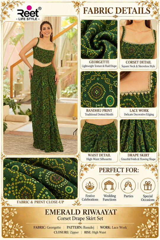 Panna Bandhej Corset Drape Skirt Set