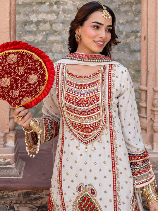 Ivory Jharokha Heritage Kurta Set