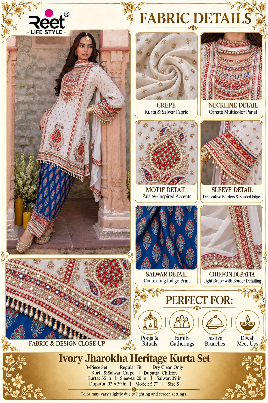 Ivory Jharokha Heritage Kurta Set