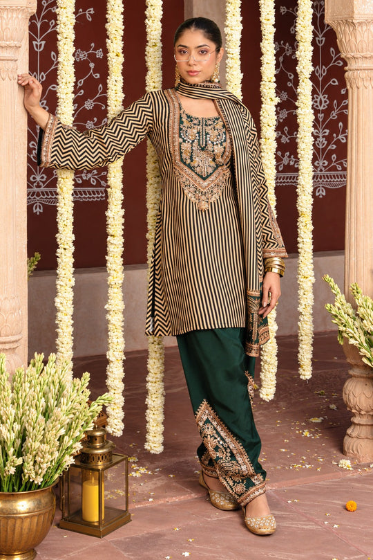 Shahi Emerald Stripe Salwar Set
