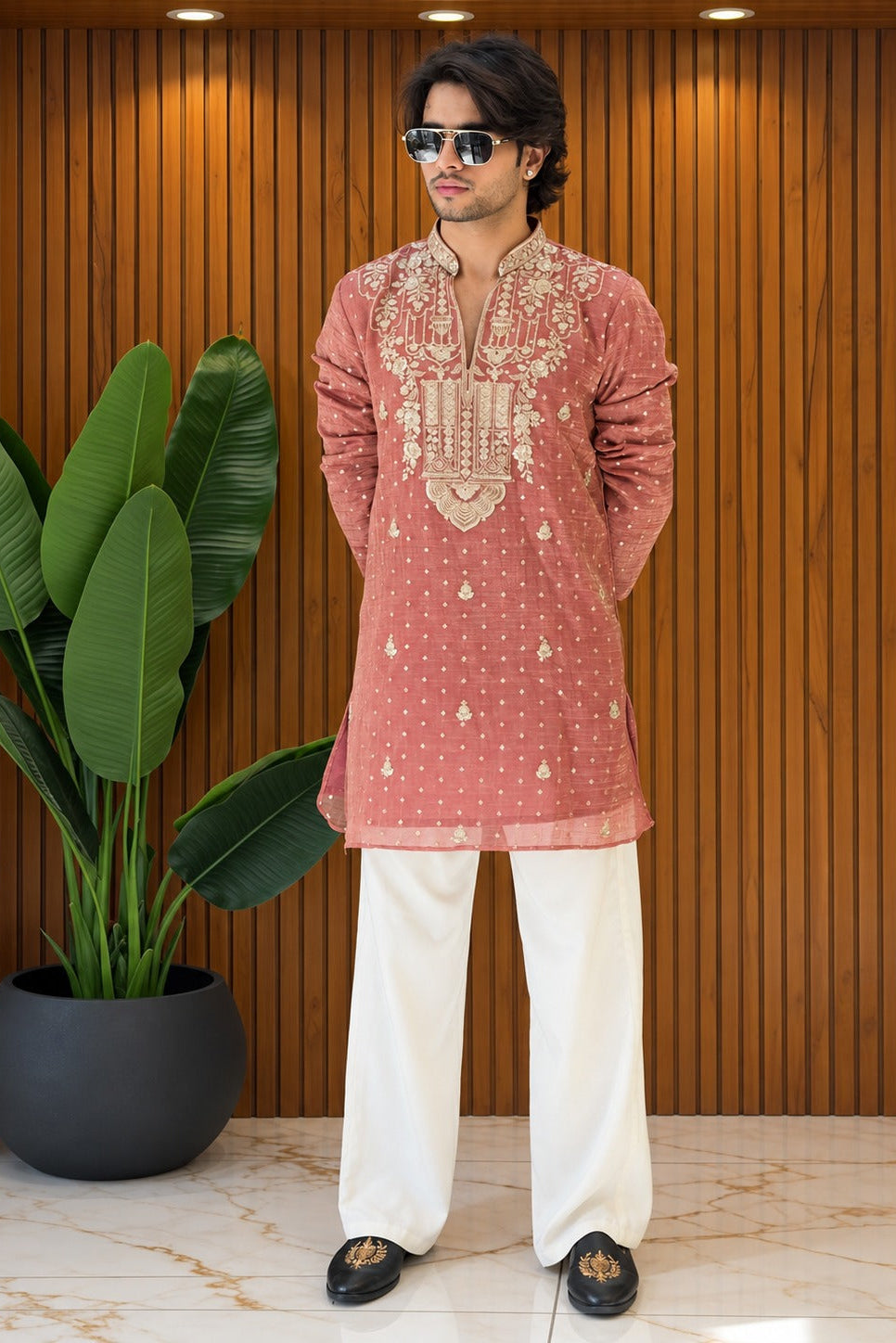 Shahi Rose Darbar Embroidered Kurta