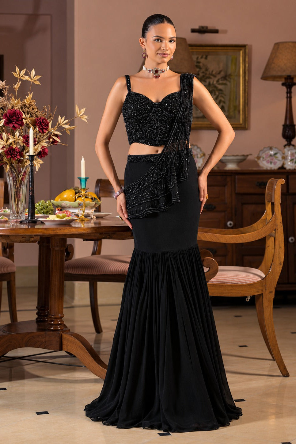 Noir Sitara Beaded Mermaid Set