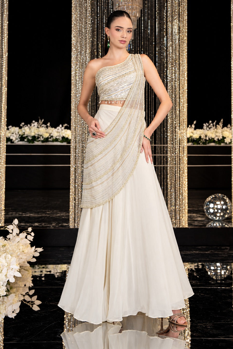 Ivory Sitara Shimmer Skirt Set