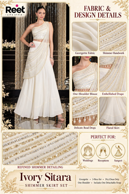 Ivory Sitara Shimmer Skirt Set