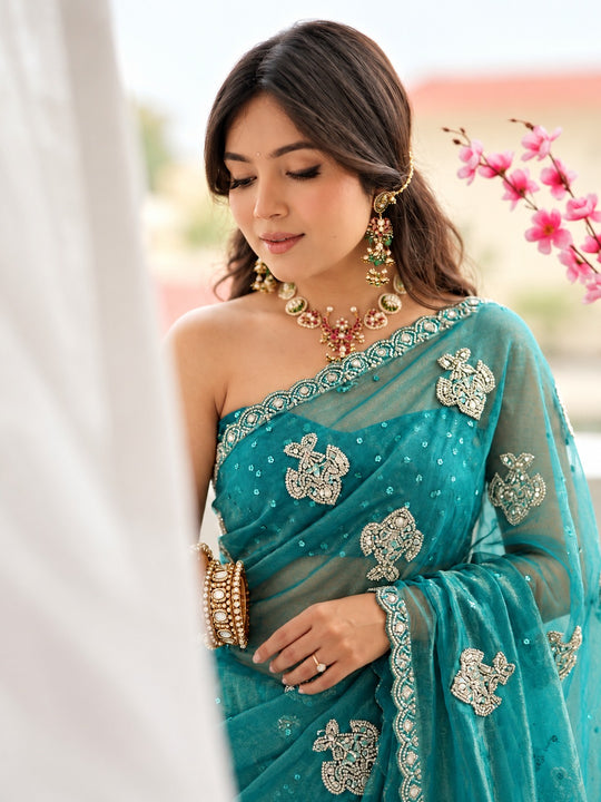 Firoza Sitara Embellished Saree