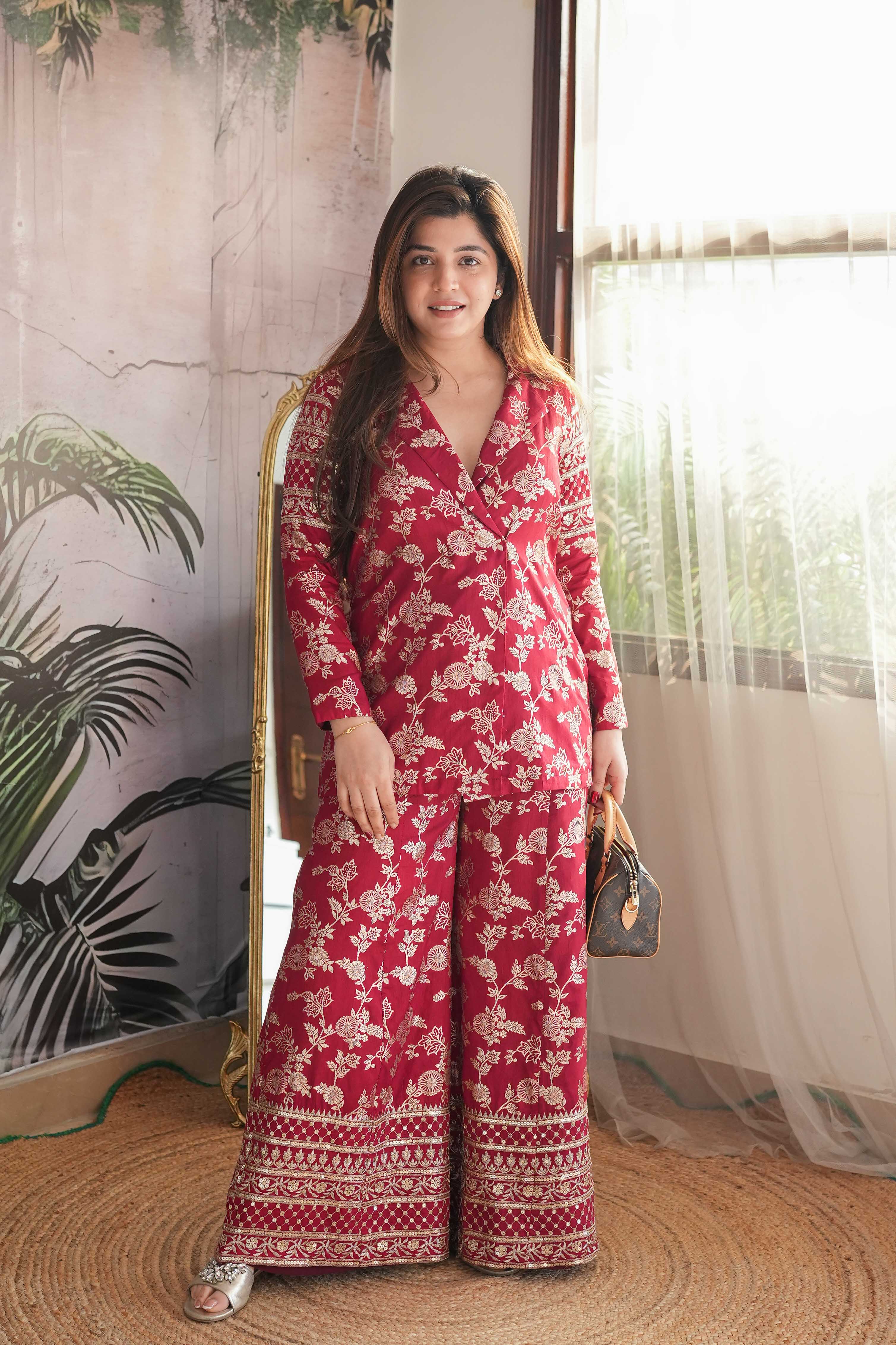 Hamsha Embroidered Brocade Co-Ord Set