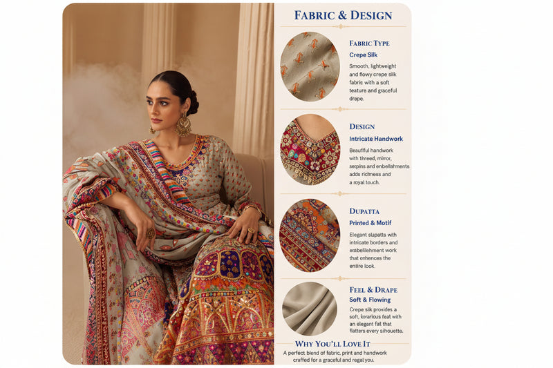 Royal Crepe Silk Handwork Suit Collection