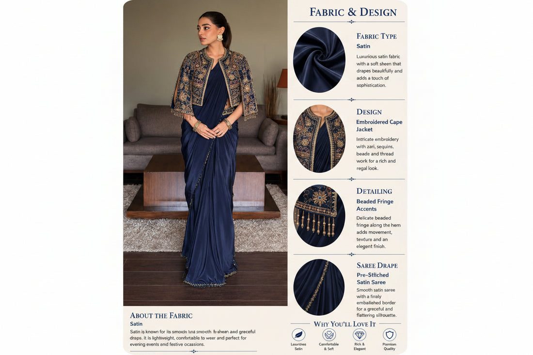 Midnight Royale Draped Saree Set