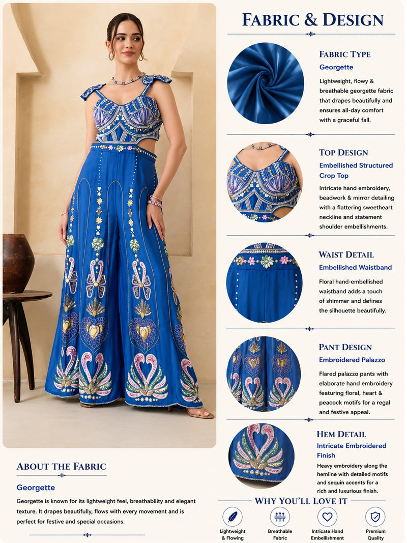 Blue Handwork Jumpsuit