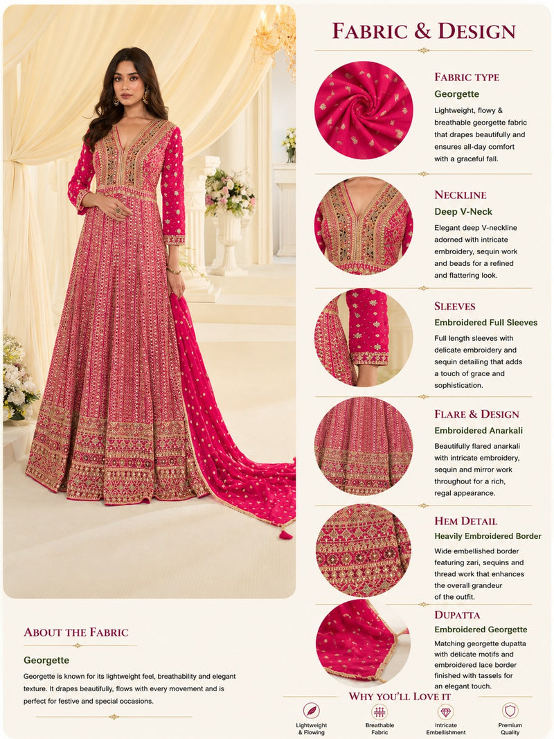 Rani Pink Bridal Anarkali Set