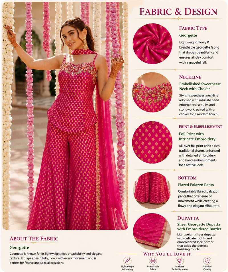 Rani Pink Brocade Sharara Set