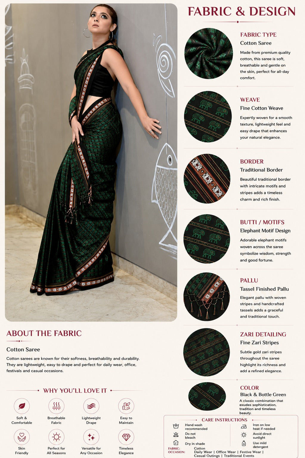 Emerald Haathi Khun Massara Saree