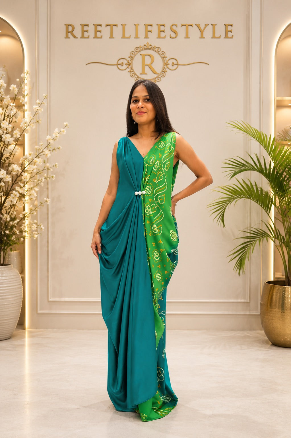 Rangriti Bandhani Designer Kaftan