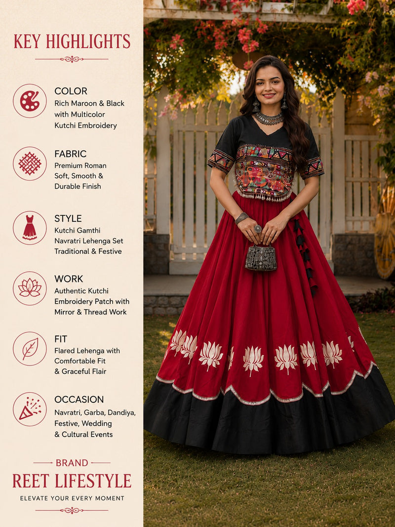 Raas Rang Kutchi Gamthi Navratri Lehenga Set