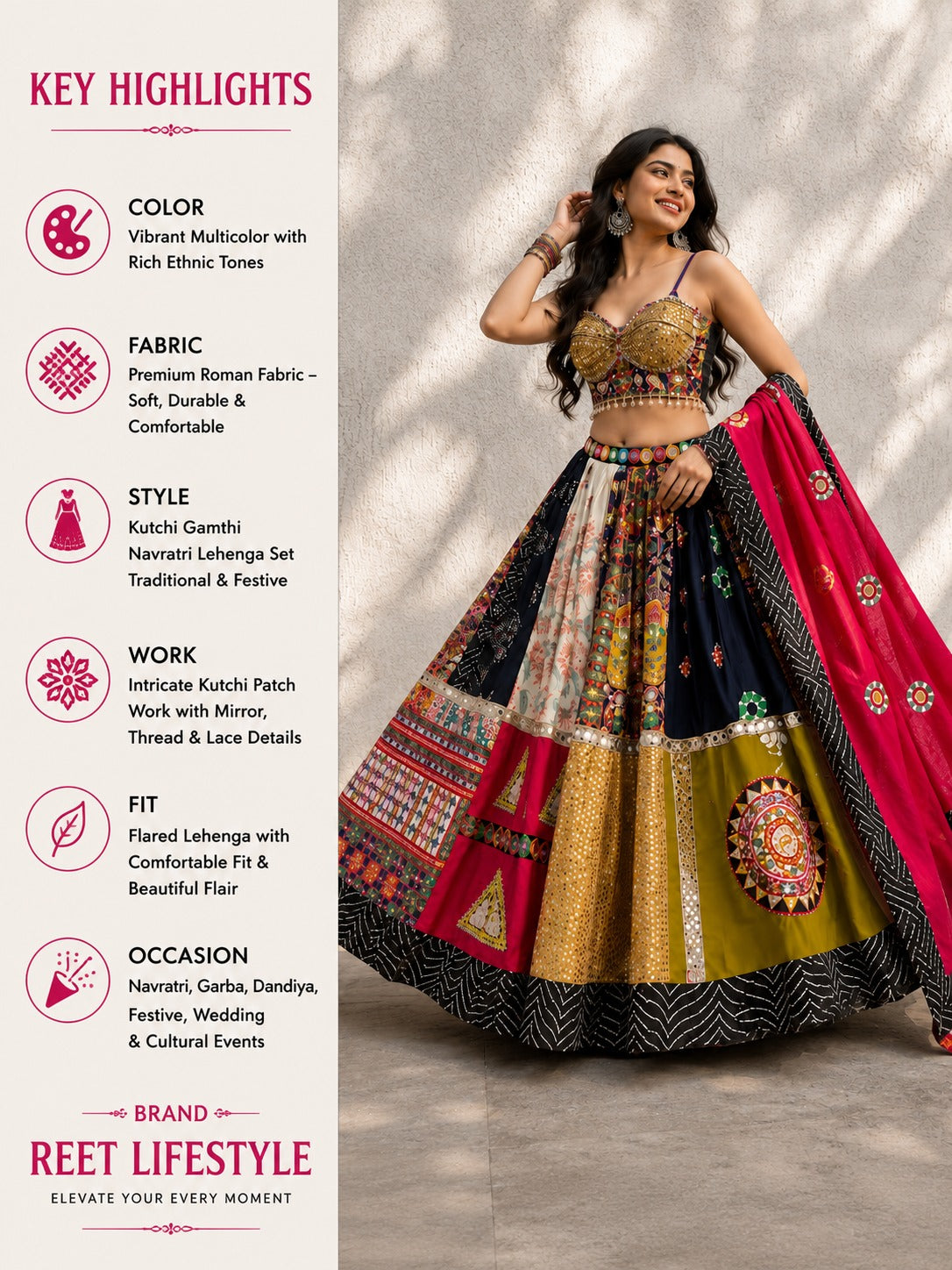 Garba Glam Original Georgette Lehenga Choli with Mirror Work