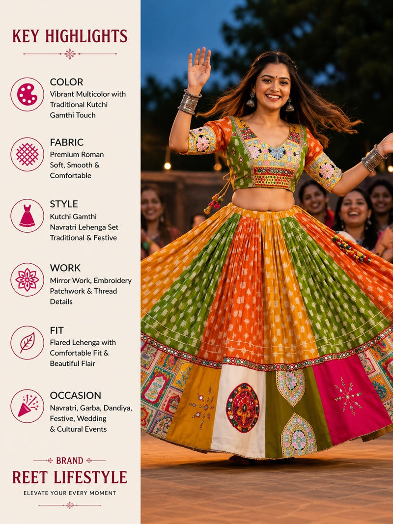 Garba Glam Original Georgette Lehenga Choli with Mirror Work
