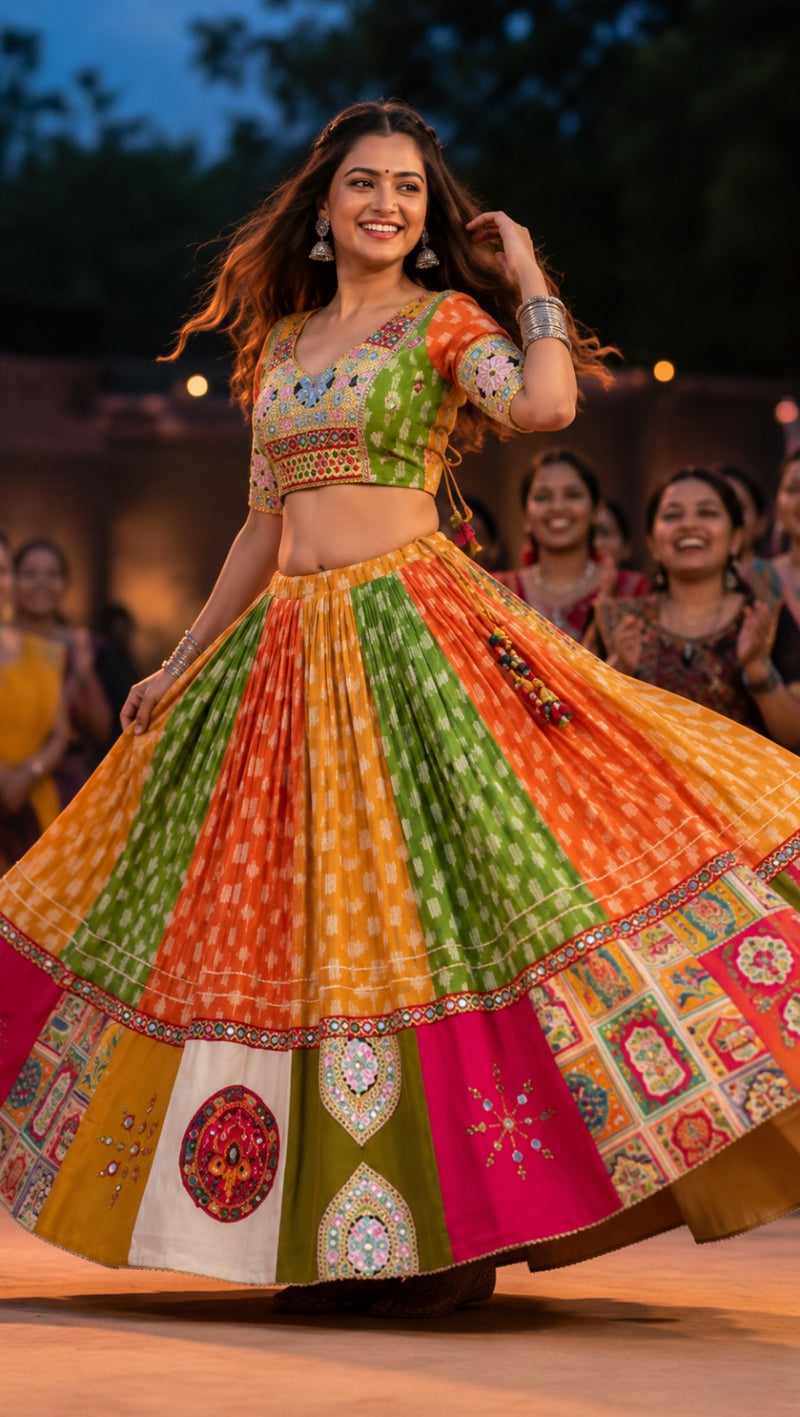 Garba Glam Original Georgette Lehenga Choli with Mirror Work