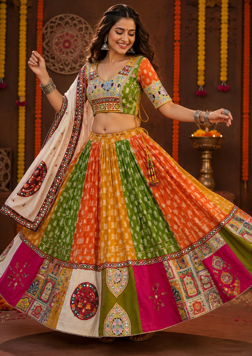 Garba Glam Original Georgette Lehenga Choli with Mirror Work