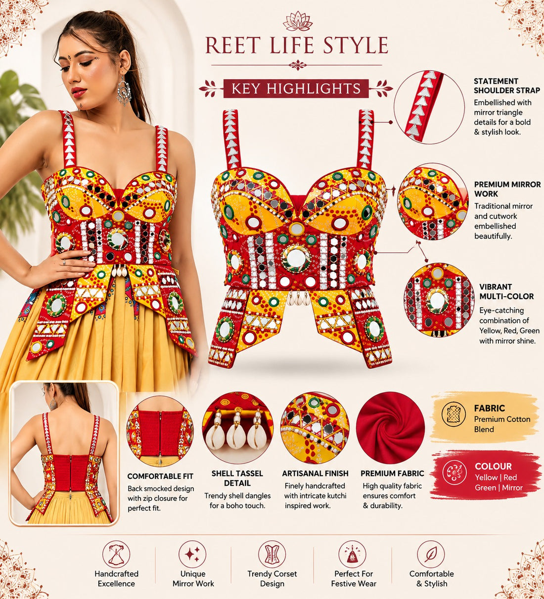 Rangrasiya Designer Mirror Work Corset Blouse