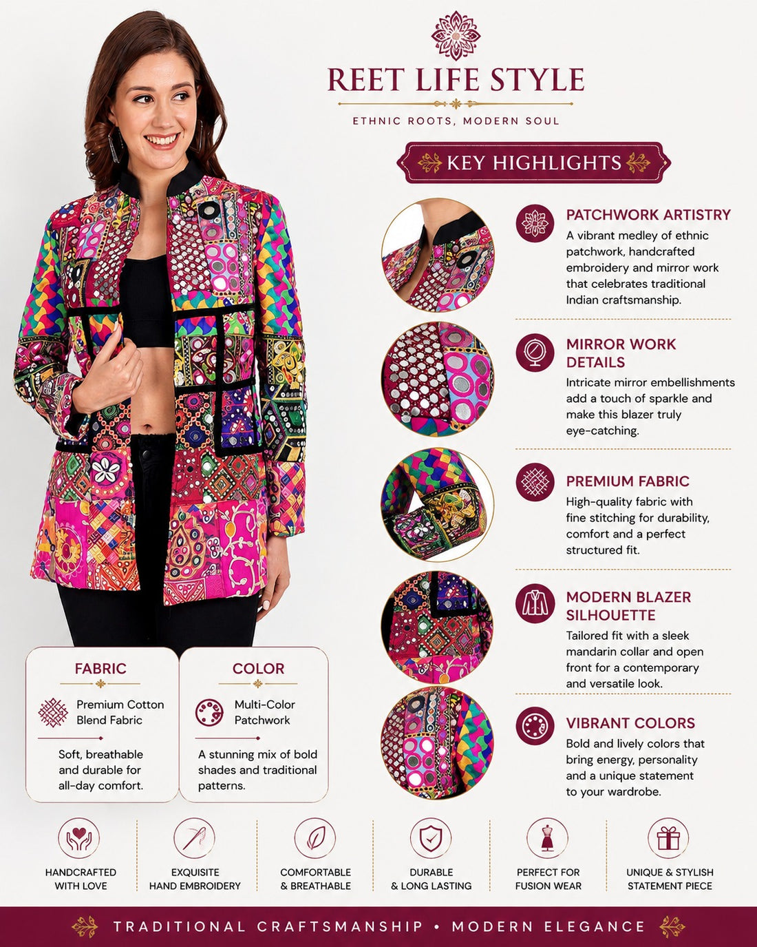 Navratri Designer Ethnic Mirror Work Blazer