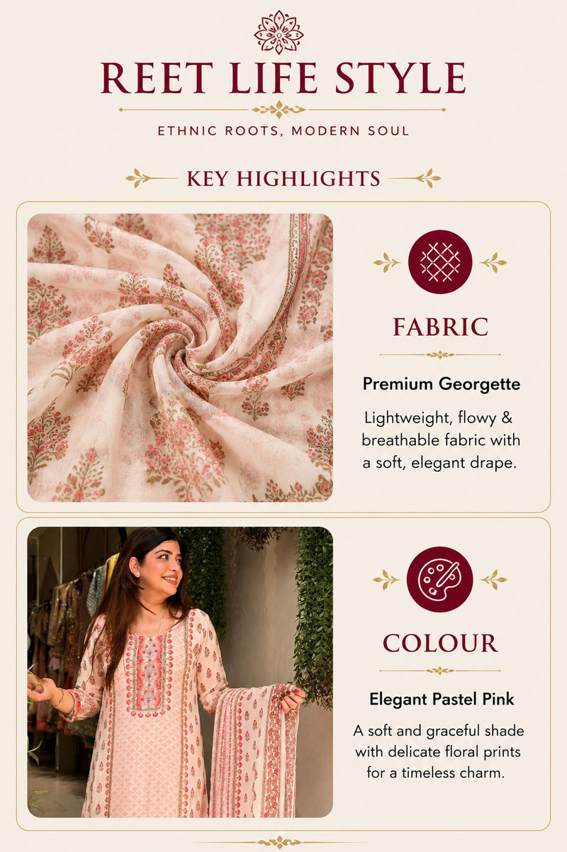 Blush Bloom Printed Georgette Suit Set