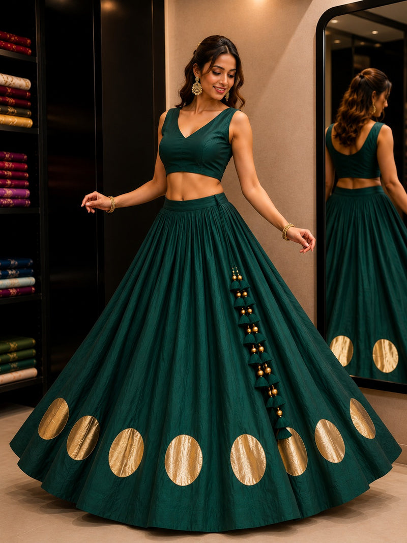 Royal Purple 24 Kali Flared With Gold Butti Skirt