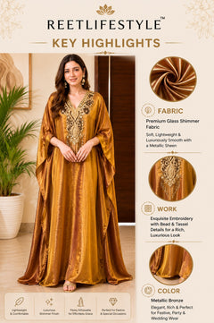 Luxury Metallic Glass Shimmer Kaftan Chogha Set