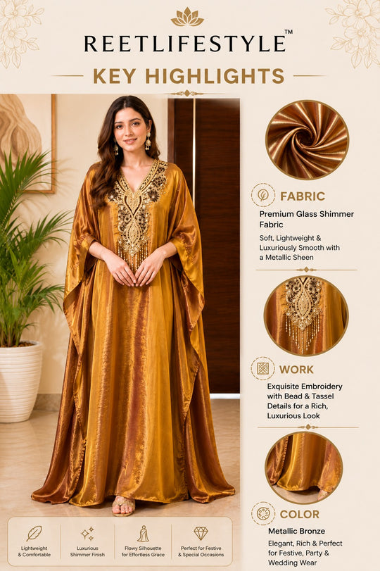 Luxury Metallic Glass Shimmer Kaftan Chogha Set
