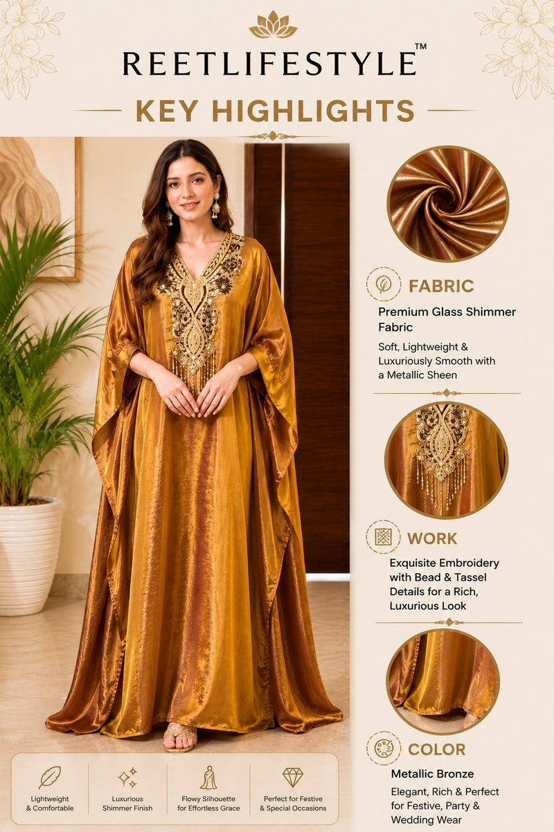 Luxury Metallic Glass Shimmer Kaftan Chogha Set
