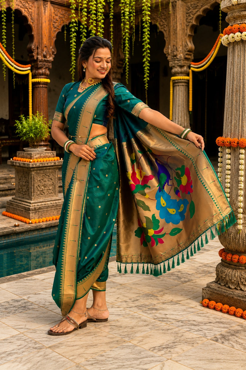 Mayur Varnika Soft Silk Paithani Nauvari Saree