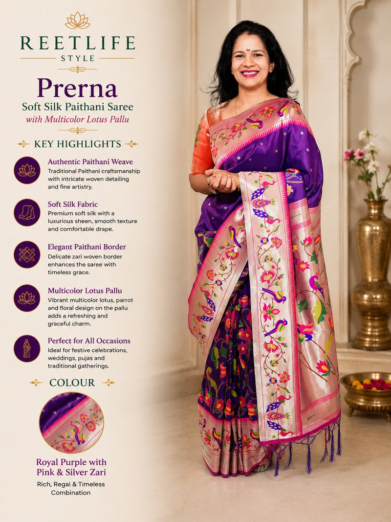 Mayurika Pure Silk Paithani Saree with Royal Floral Bird Pallu
